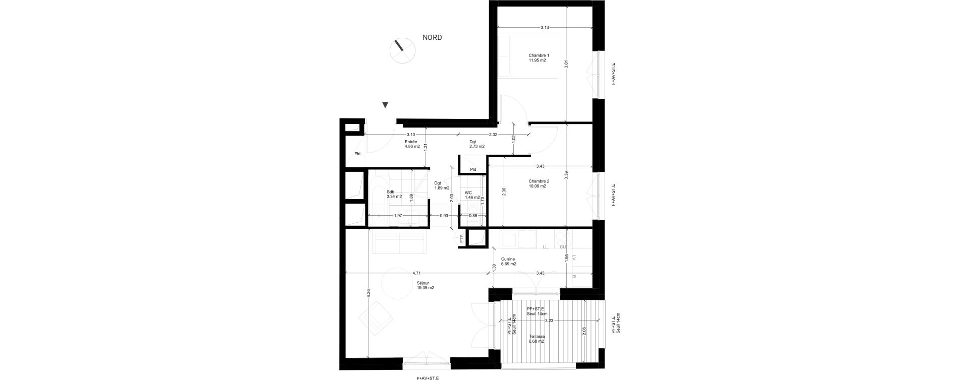 Appartement T3 de 62,40 m2 &agrave; Rungis Montjean