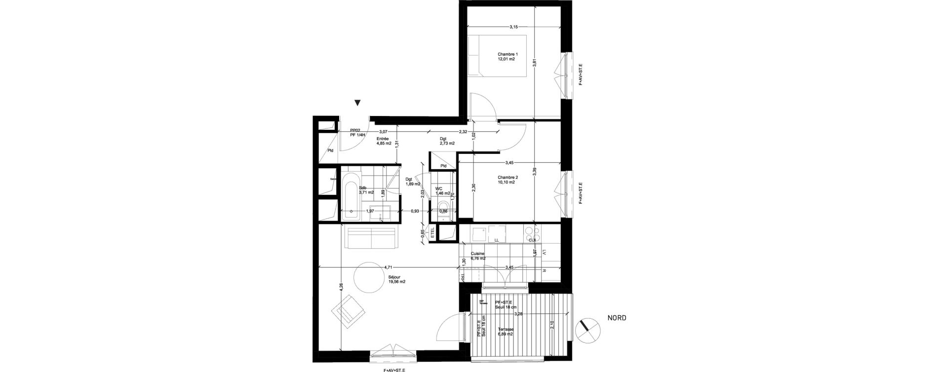 Appartement T3 de 63,07 m2 &agrave; Rungis Montjean
