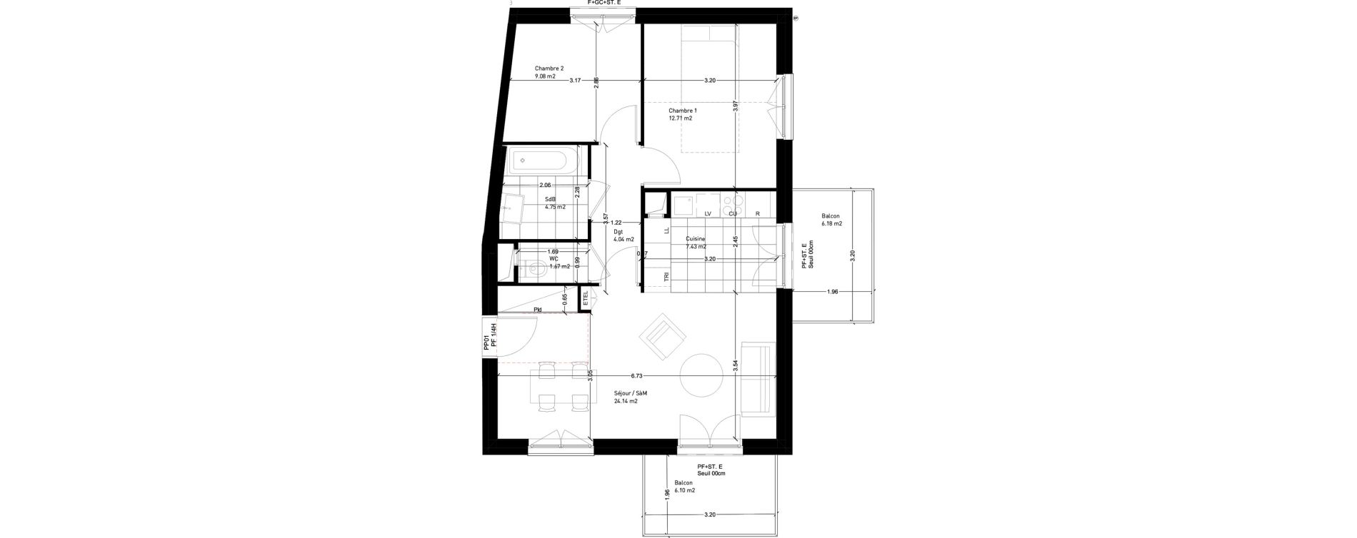 Appartement T3 de 63,82 m2 &agrave; Rungis Montjean