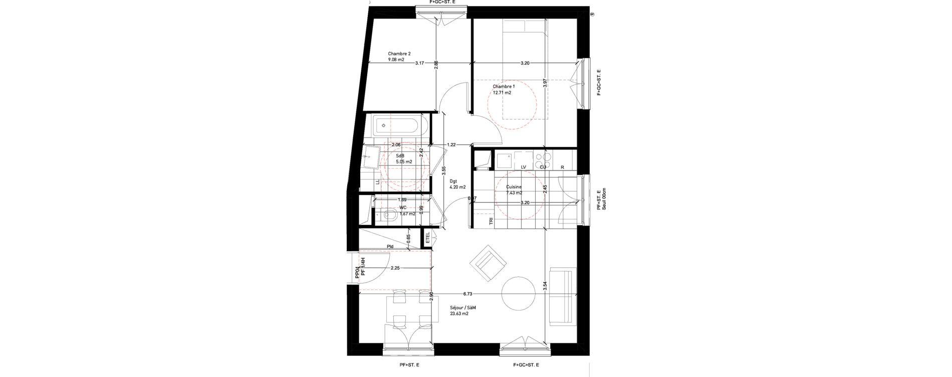 Appartement T3 de 63,26 m2 &agrave; Rungis Montjean