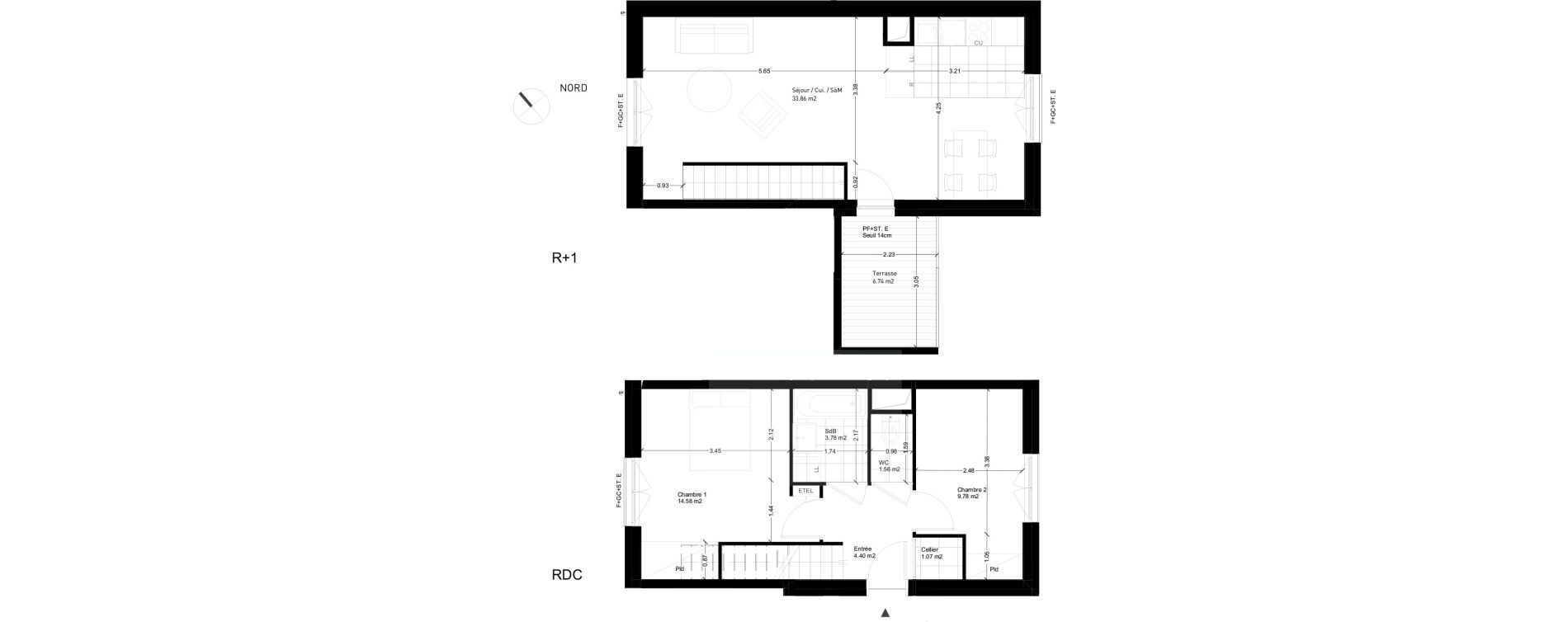 Duplex T3 de 69,03 m2 &agrave; Rungis Montjean