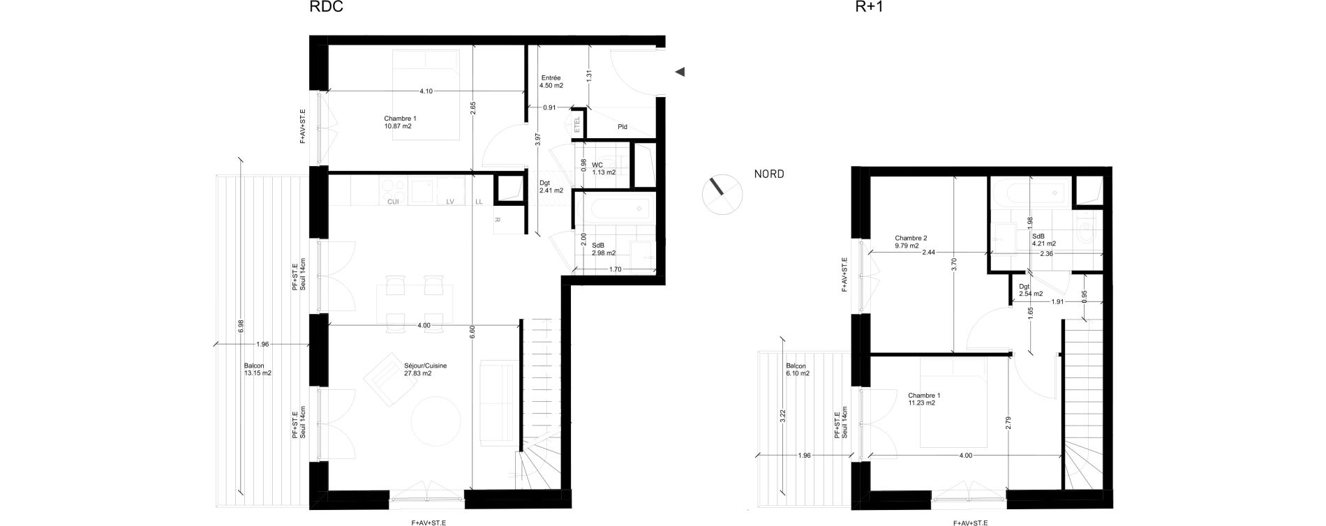 Duplex T4 de 77,49 m2 &agrave; Rungis Montjean