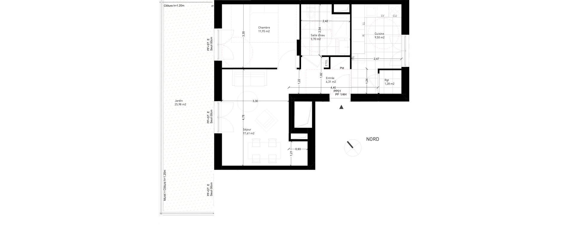 Appartement T2 de 50,35 m2 &agrave; Rungis Montjean