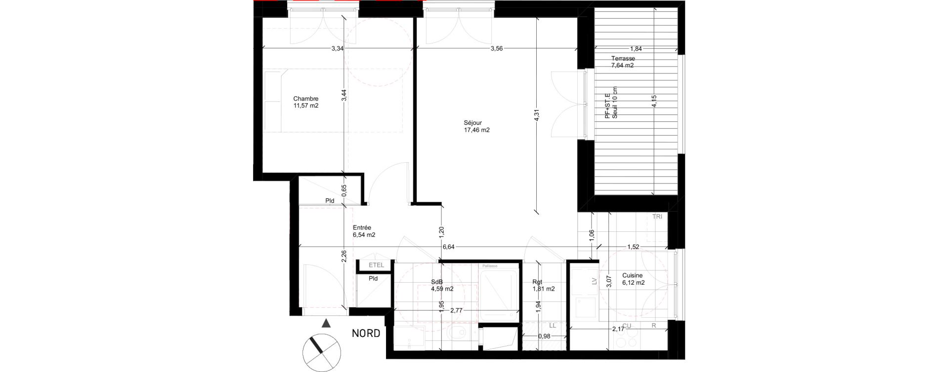 Appartement T2 de 48,09 m2 &agrave; Rungis Montjean