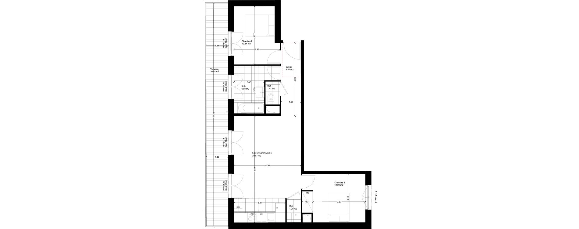 Appartement T3 de 66,44 m2 &agrave; Rungis Montjean