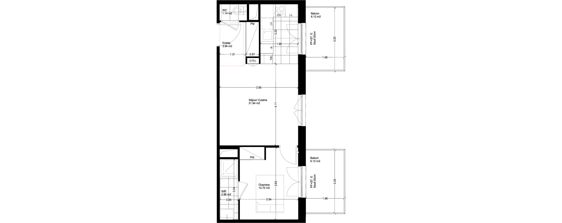 Appartement T2 de 40,60 m2 &agrave; Rungis Montjean