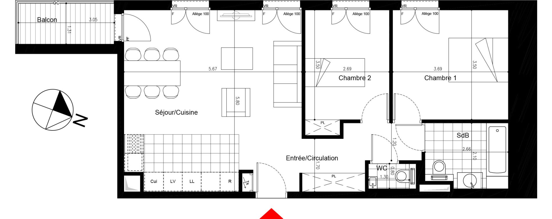 Appartement T3 de 67,34 m2 &agrave; Saint-Mand&eacute; Saint mande saint-michel