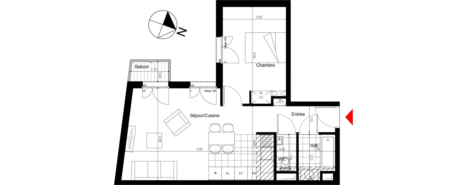 Appartement T2 de 48,37 m2 &agrave; Saint-Mand&eacute; Saint mande saint-michel
