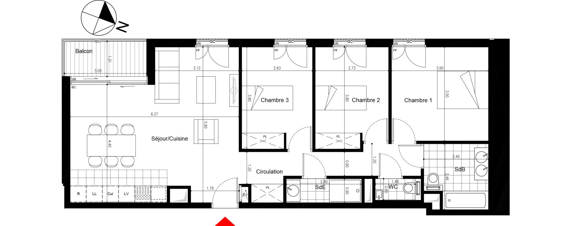 Appartement T4 de 80,95 m2 &agrave; Saint-Mand&eacute; Saint mande saint-michel