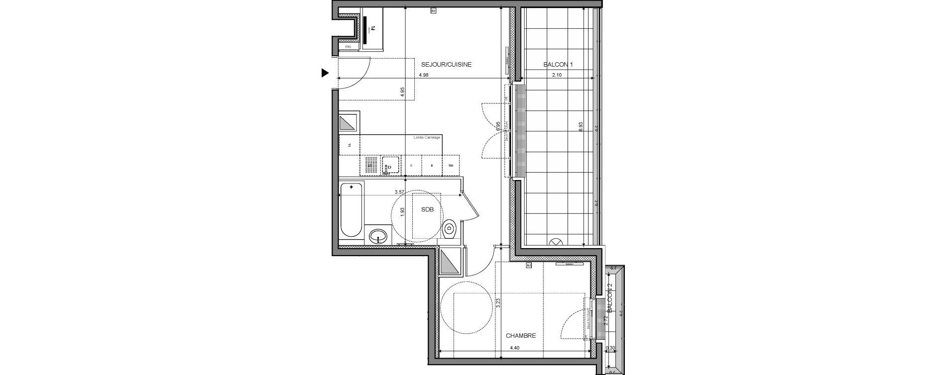 Appartement T2 de 45,63 m2 &agrave; Saint-Maur-Des-Foss&eacute;s La varenne saint hilaire
