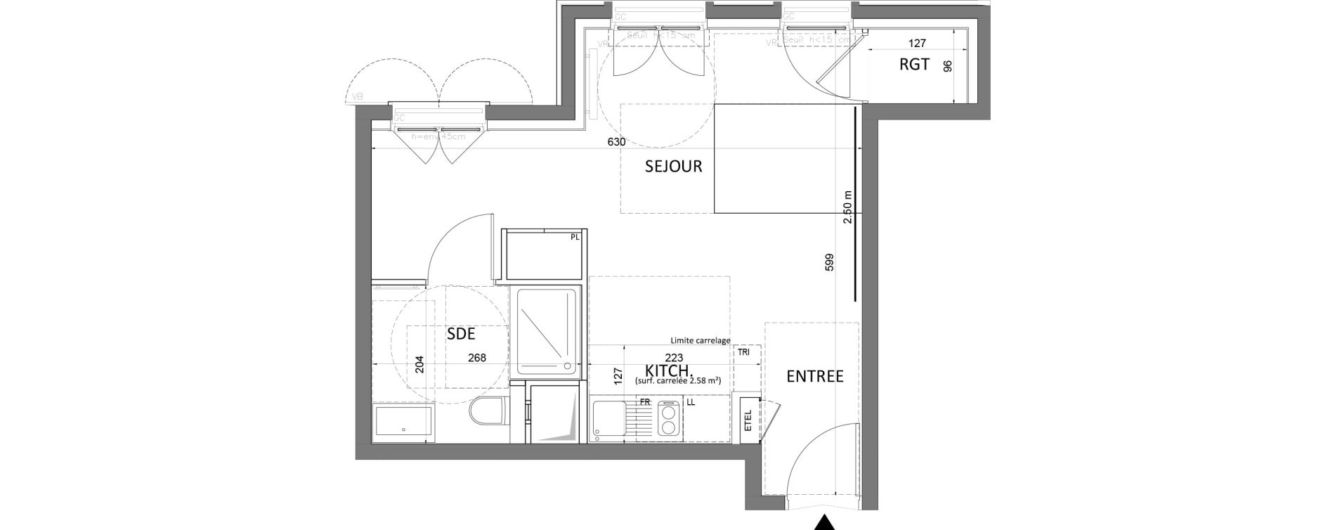 Appartement T1 de 30,53 m2 &agrave; Saint-Maur-Des-Foss&eacute;s Adamville