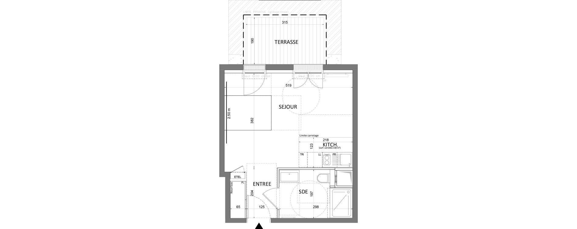 Appartement T1 de 28,71 m2 &agrave; Saint-Maur-Des-Foss&eacute;s Adamville