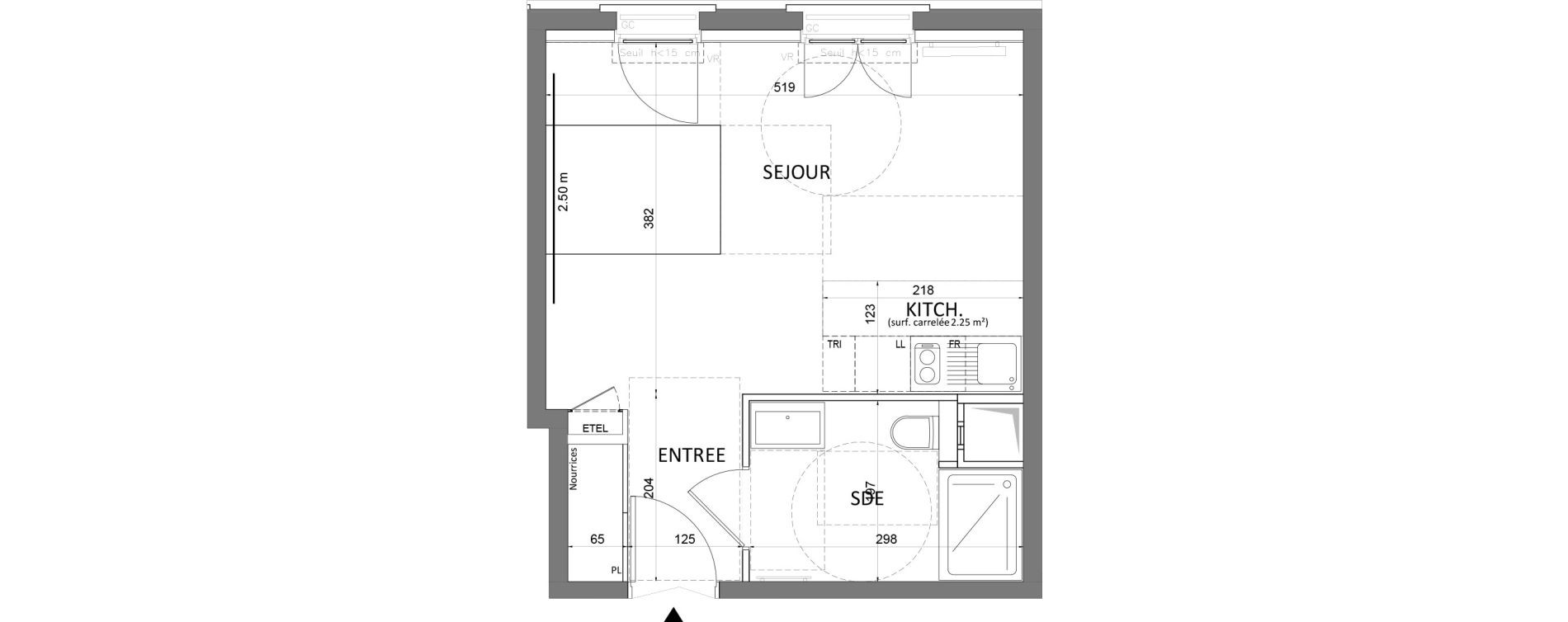 Appartement T1 de 28,71 m2 &agrave; Saint-Maur-Des-Foss&eacute;s Adamville