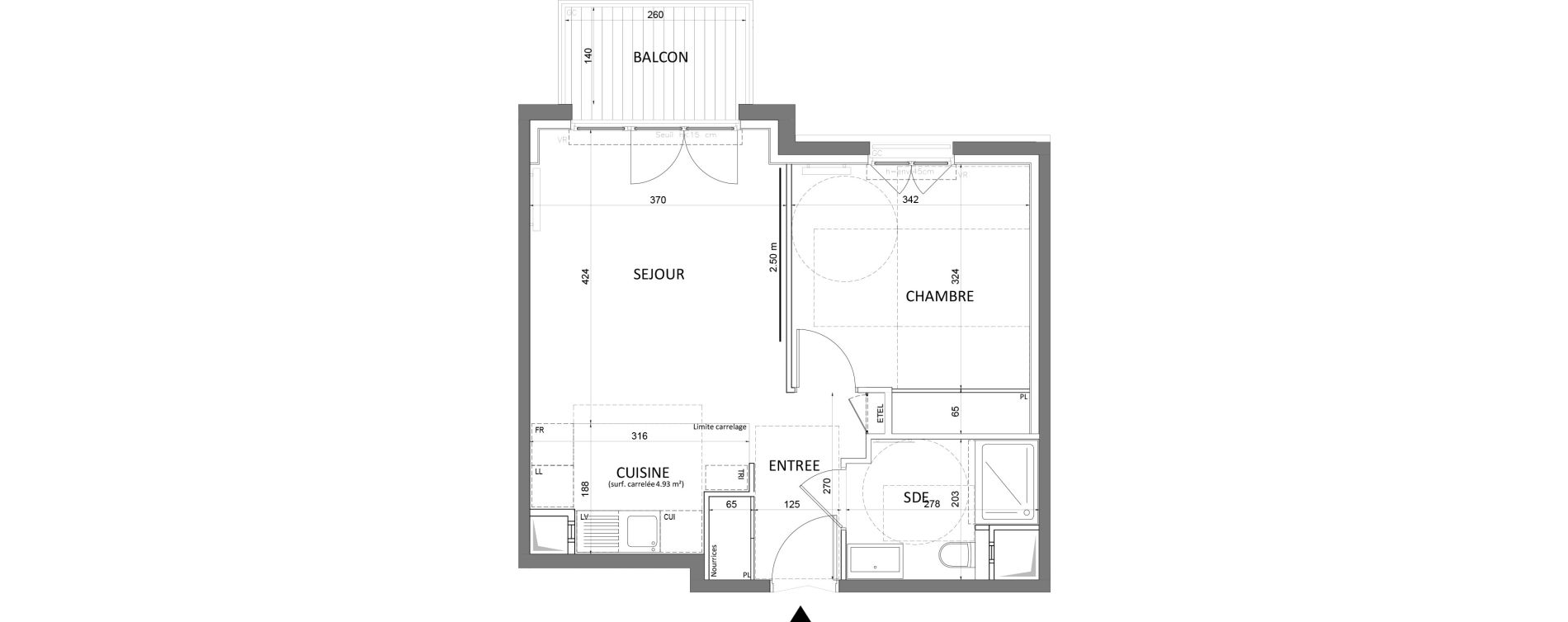 Appartement T2 de 41,83 m2 &agrave; Saint-Maur-Des-Foss&eacute;s Adamville