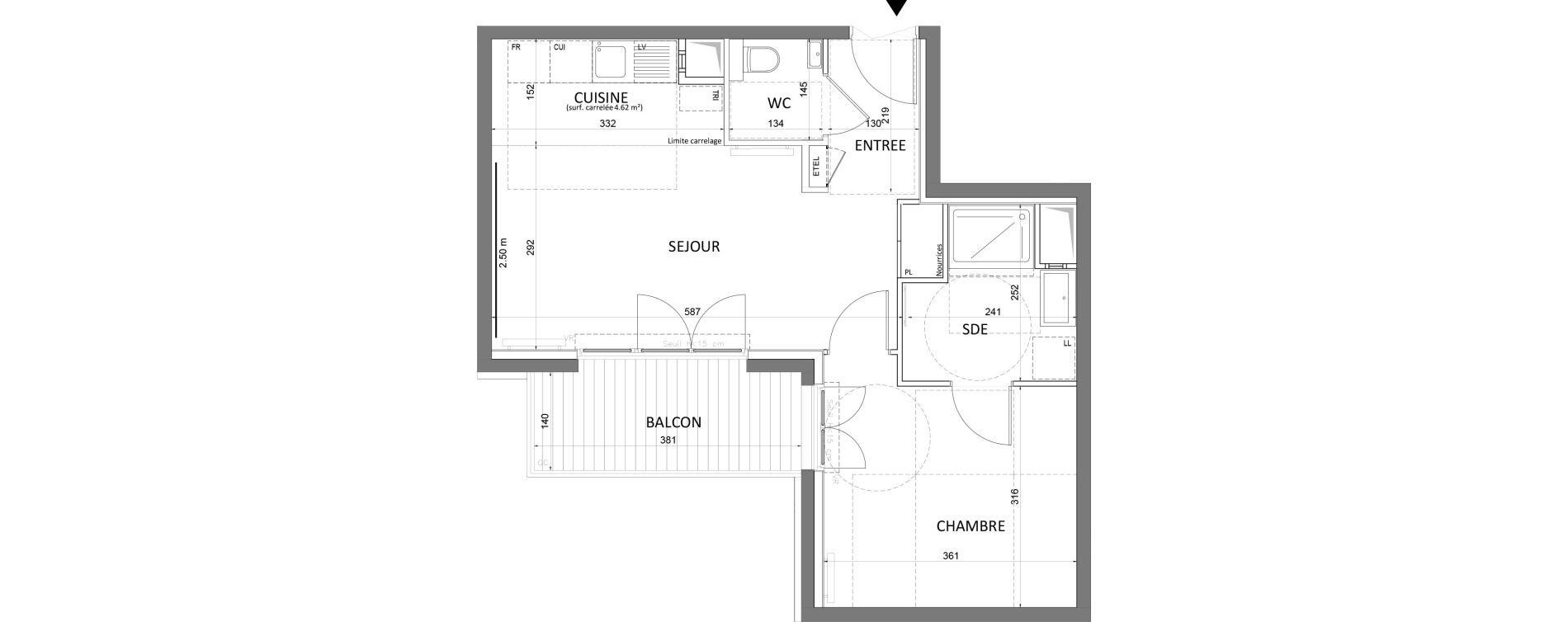 Appartement T2 de 42,87 m2 &agrave; Saint-Maur-Des-Foss&eacute;s Adamville