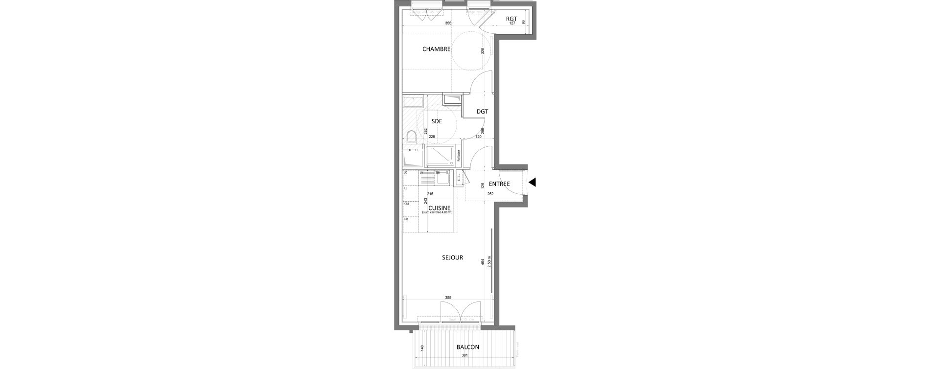 Appartement T2 de 43,48 m2 &agrave; Saint-Maur-Des-Foss&eacute;s Adamville