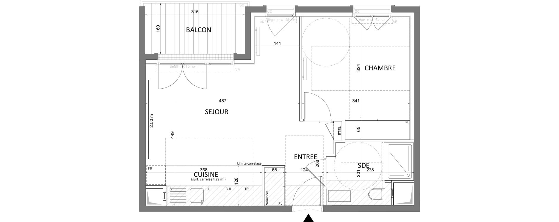 Appartement T2 de 42,85 m2 &agrave; Saint-Maur-Des-Foss&eacute;s Adamville