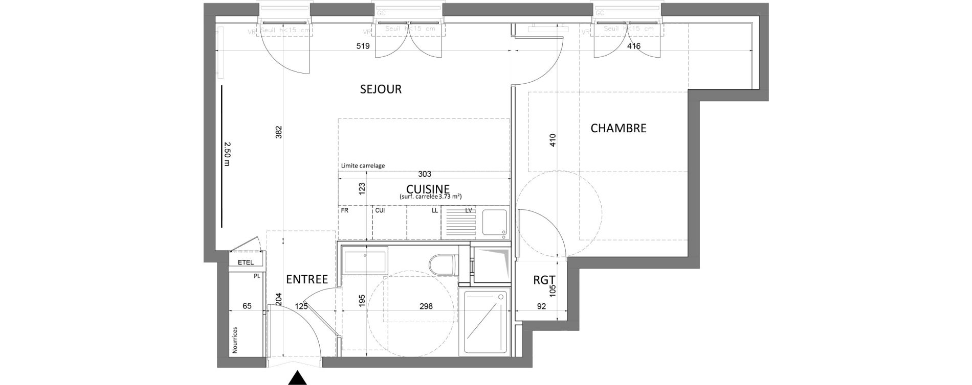 Appartement T2 de 43,38 m2 &agrave; Saint-Maur-Des-Foss&eacute;s Adamville