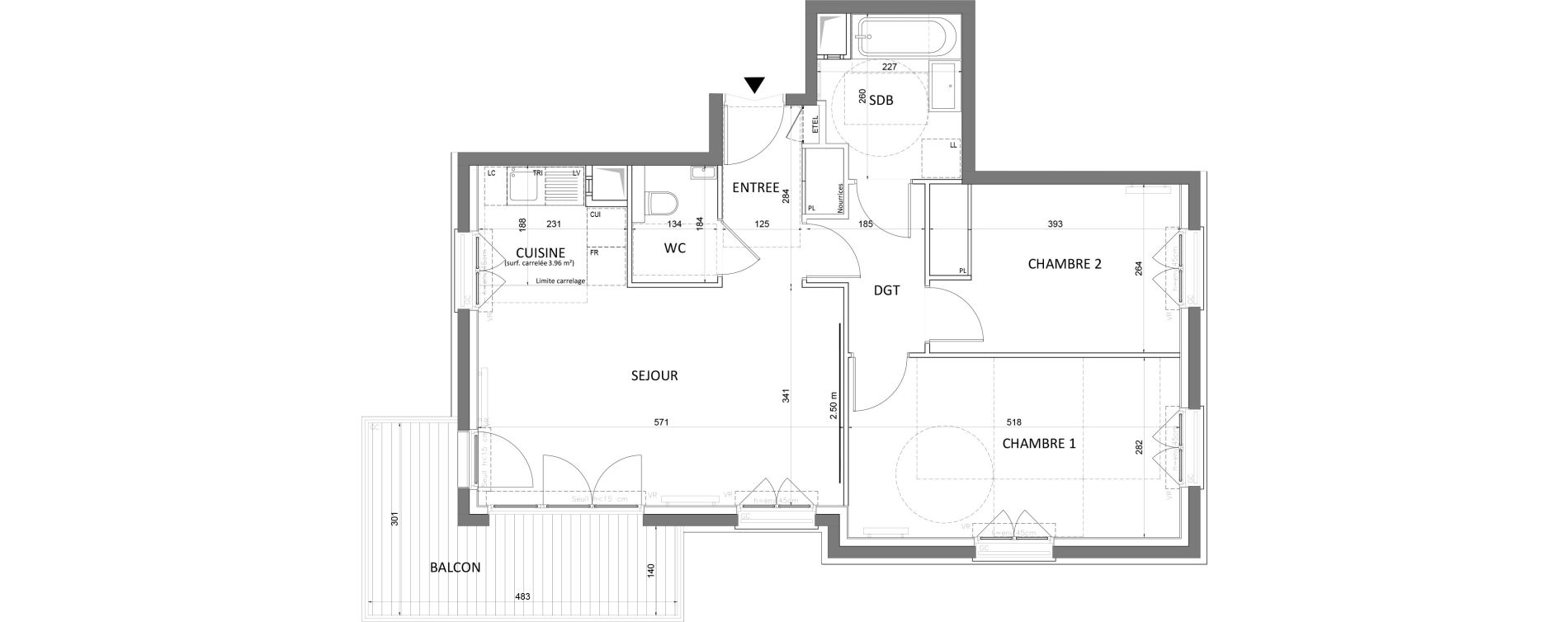 Appartement T3 de 63,85 m2 &agrave; Saint-Maur-Des-Foss&eacute;s Adamville