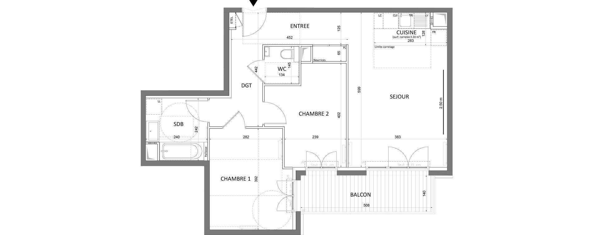 Appartement T3 de 63,06 m2 &agrave; Saint-Maur-Des-Foss&eacute;s Adamville