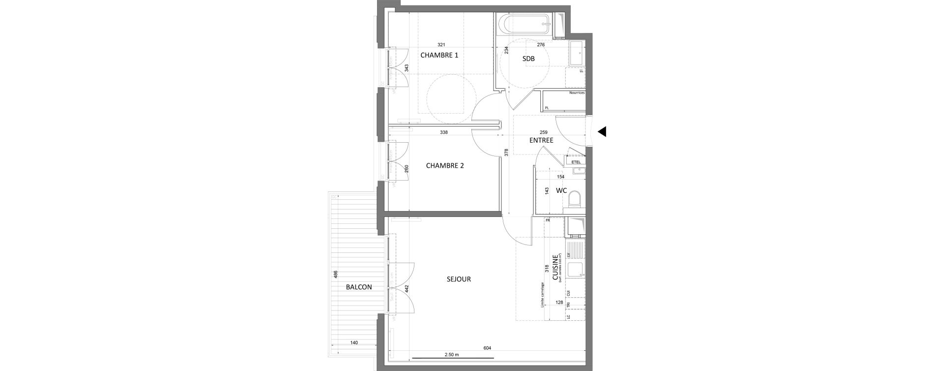 Appartement T3 de 61,24 m2 &agrave; Saint-Maur-Des-Foss&eacute;s Adamville