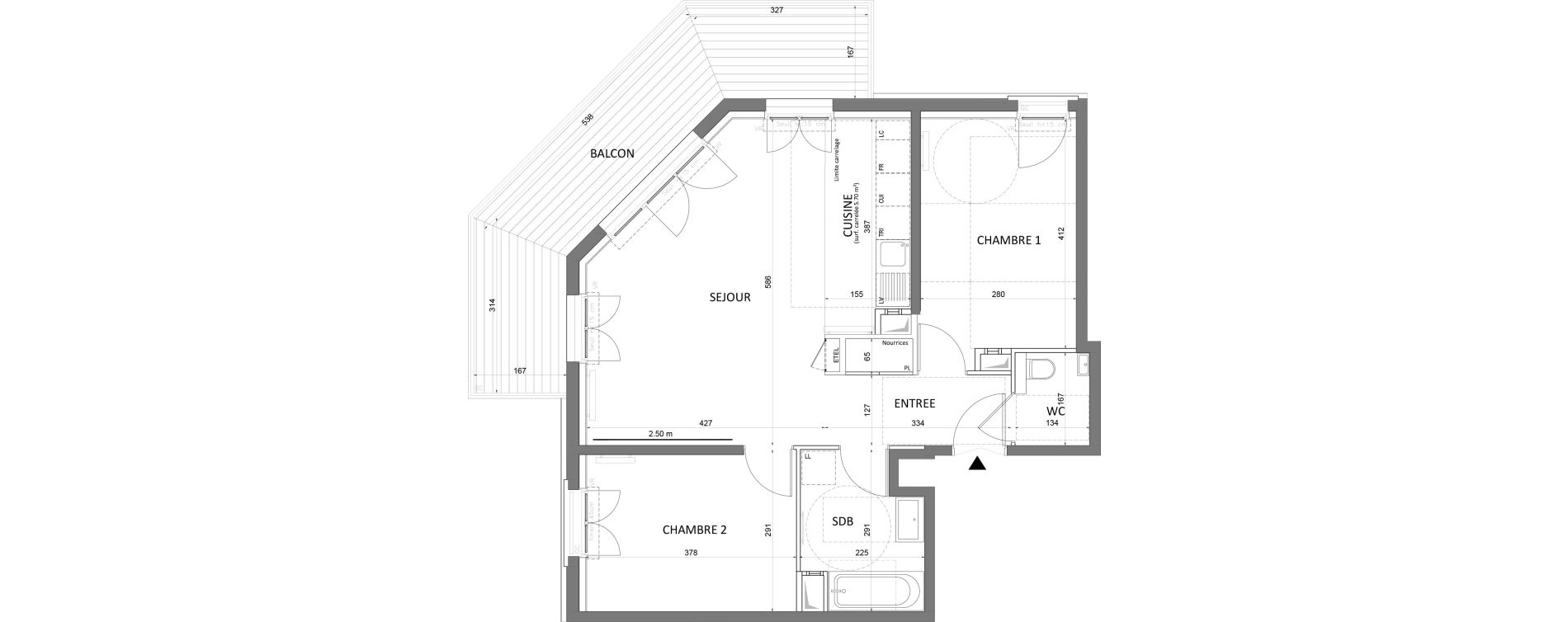 Appartement T3 de 62,70 m2 &agrave; Saint-Maur-Des-Foss&eacute;s Adamville