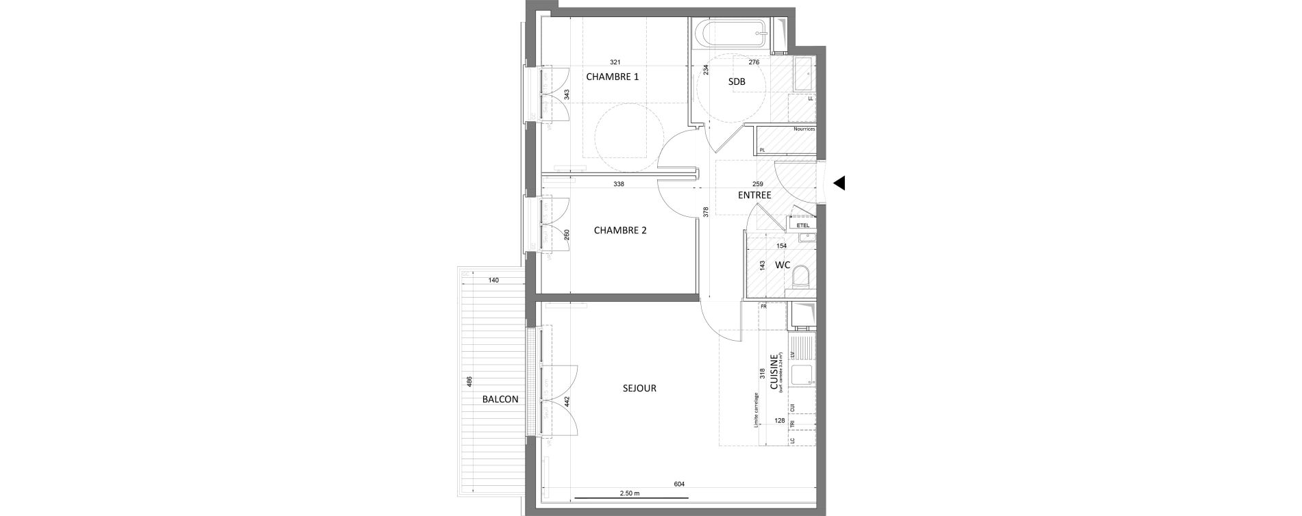 Appartement T3 de 61,24 m2 &agrave; Saint-Maur-Des-Foss&eacute;s Adamville