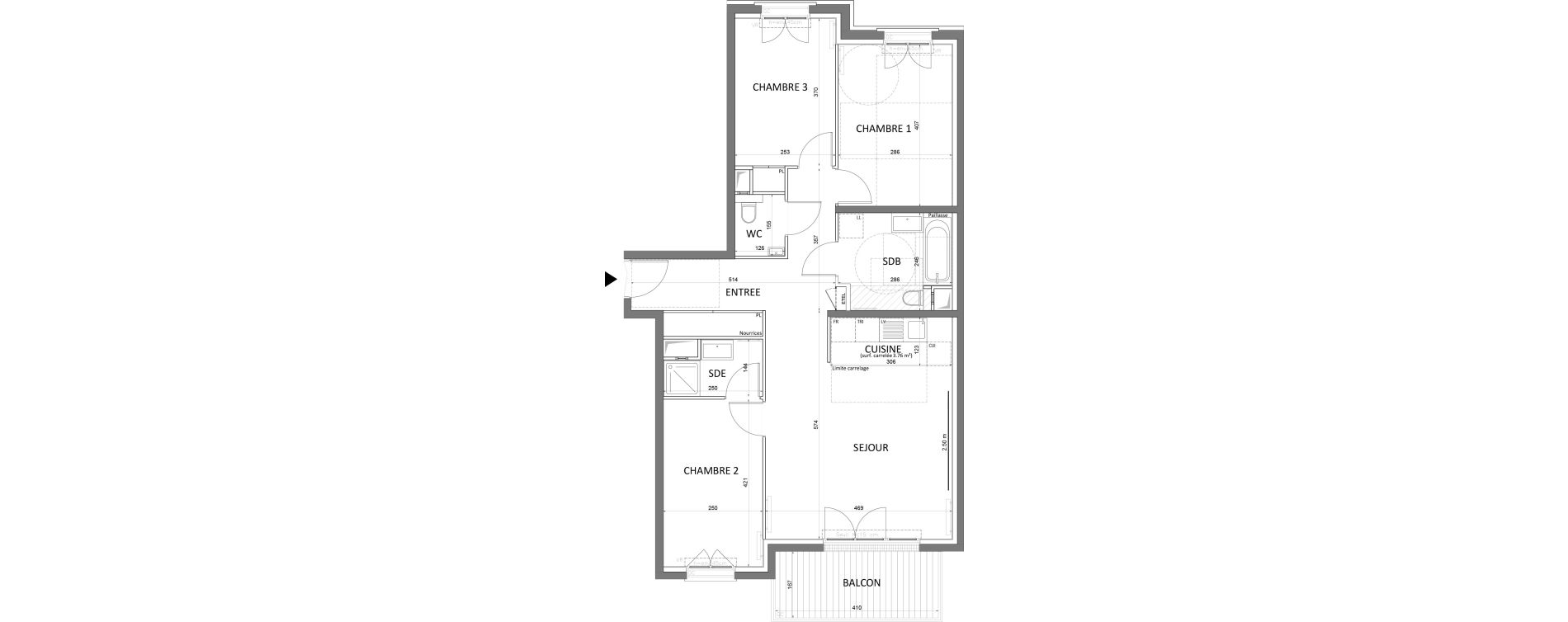 Appartement T4 de 80,74 m2 &agrave; Saint-Maur-Des-Foss&eacute;s Adamville