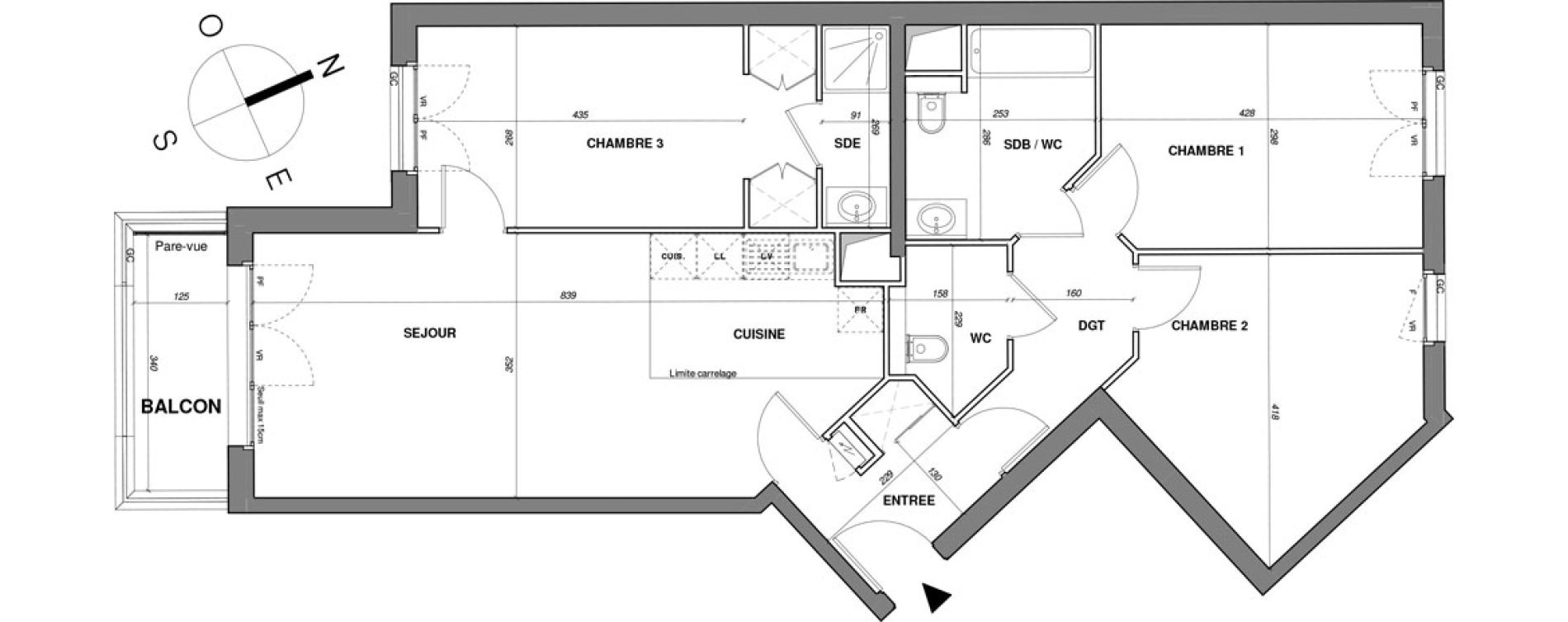 Appartement T4 de 87,41 m2 &agrave; Saint-Maur-Des-Foss&eacute;s Adamville