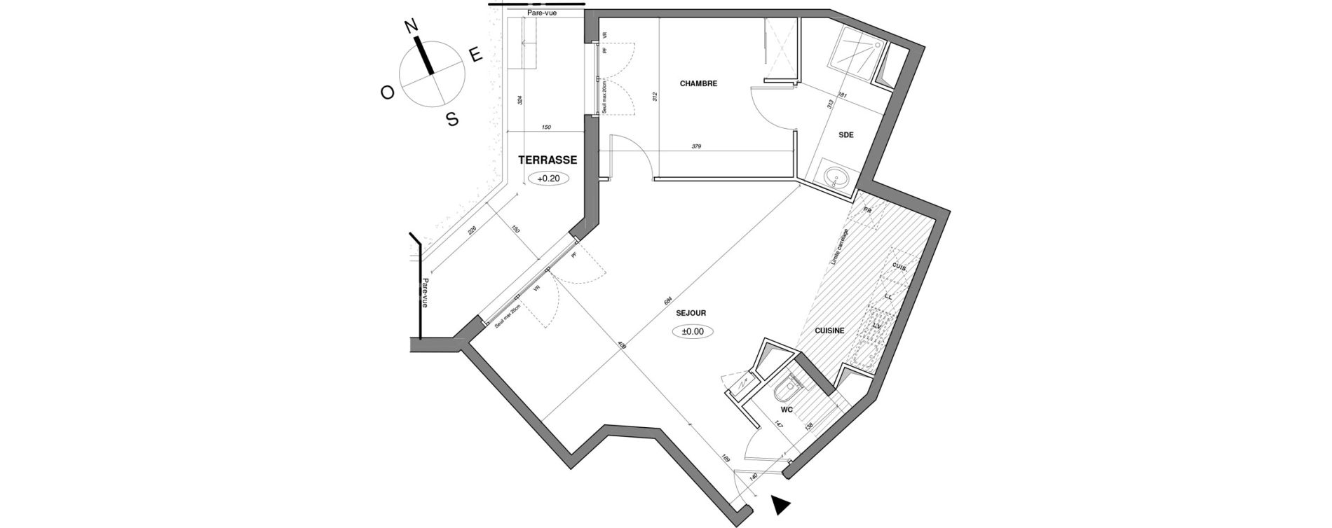 Appartement T2 de 51,44 m2 &agrave; Saint-Maur-Des-Foss&eacute;s Adamville