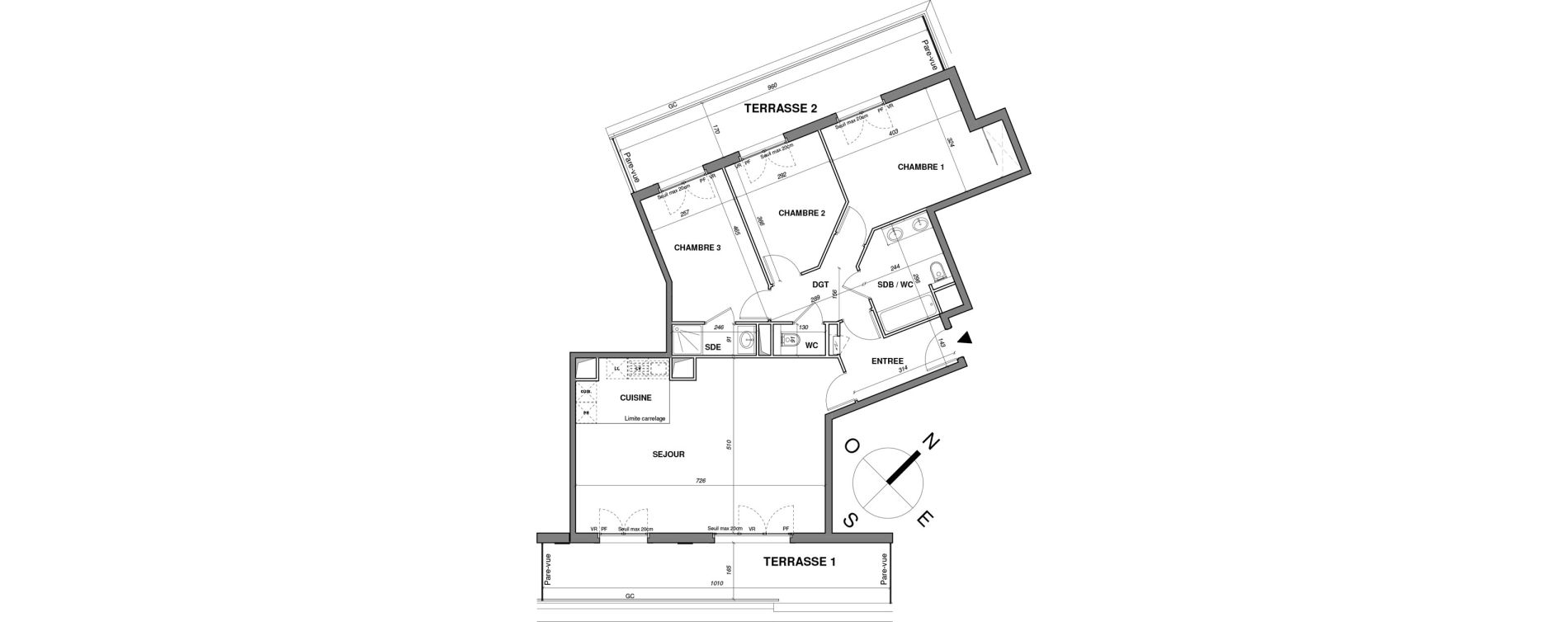 Appartement T4 de 93,06 m2 &agrave; Saint-Maur-Des-Foss&eacute;s Adamville