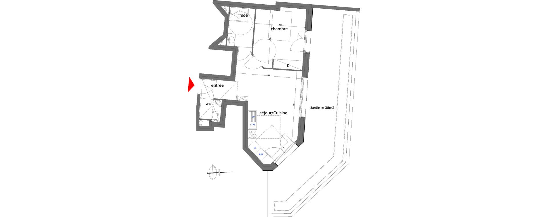 Appartement T2 de 42,11 m2 &agrave; Saint-Maur-Des-Foss&eacute;s La pie