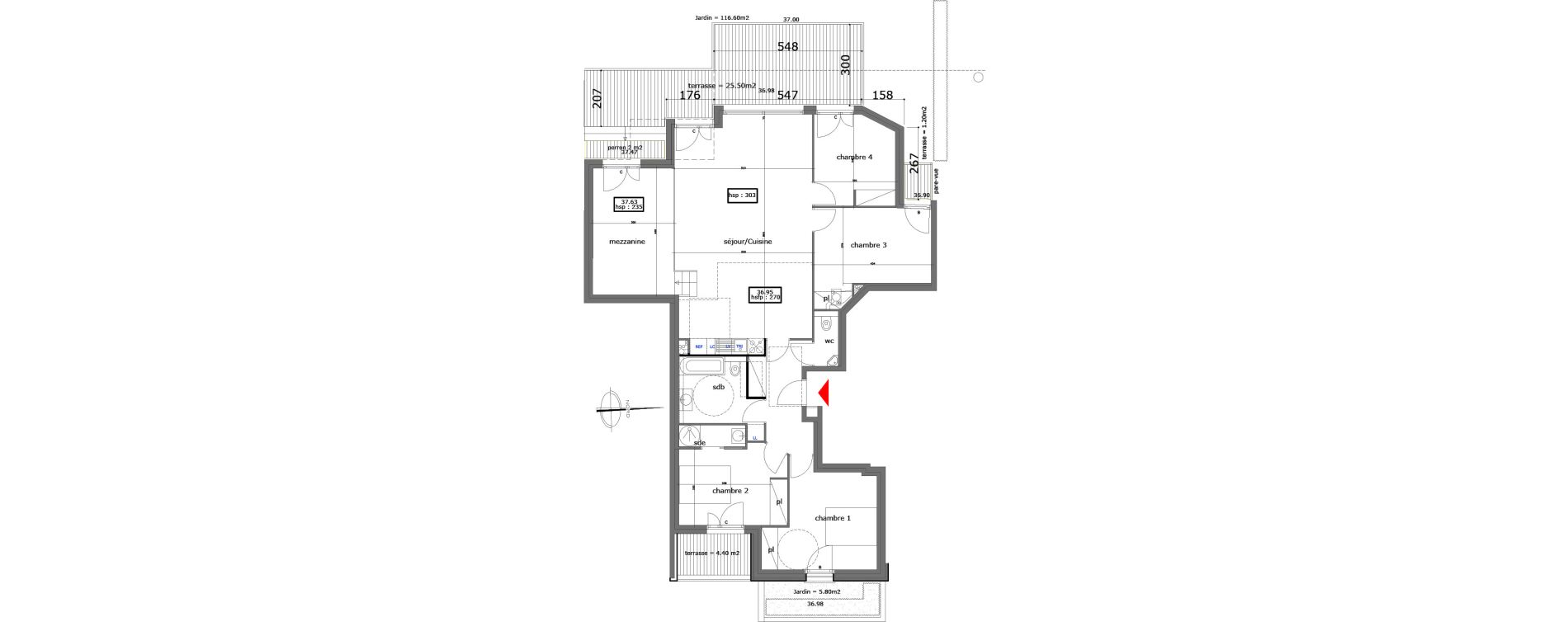 Appartement T5 de 122,69 m2 &agrave; Saint-Maur-Des-Foss&eacute;s La pie