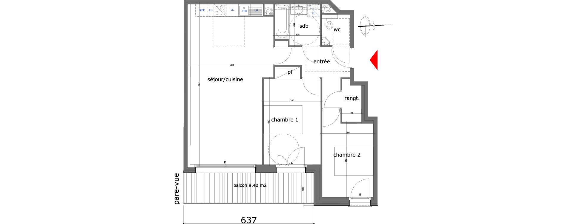 Appartement T3 de 65,94 m2 &agrave; Saint-Maur-Des-Foss&eacute;s La pie