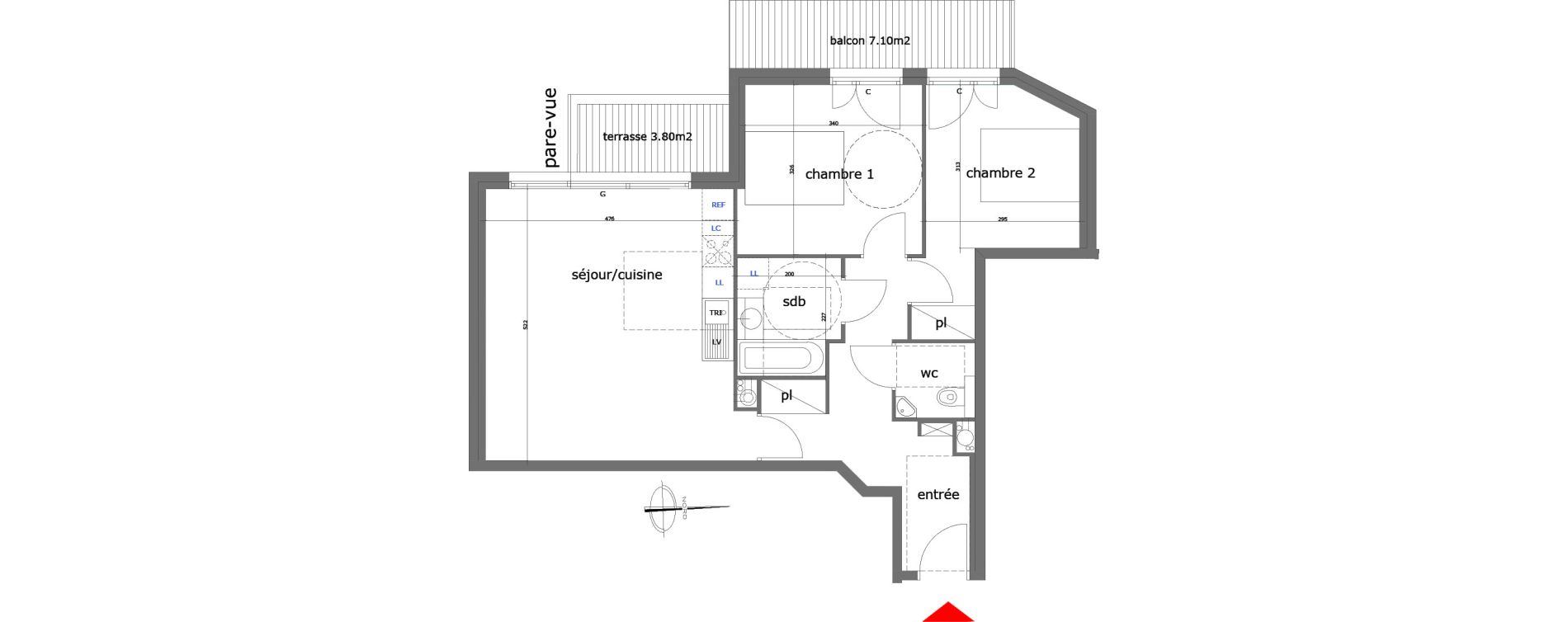 Appartement T3 de 64,66 m2 &agrave; Saint-Maur-Des-Foss&eacute;s La pie