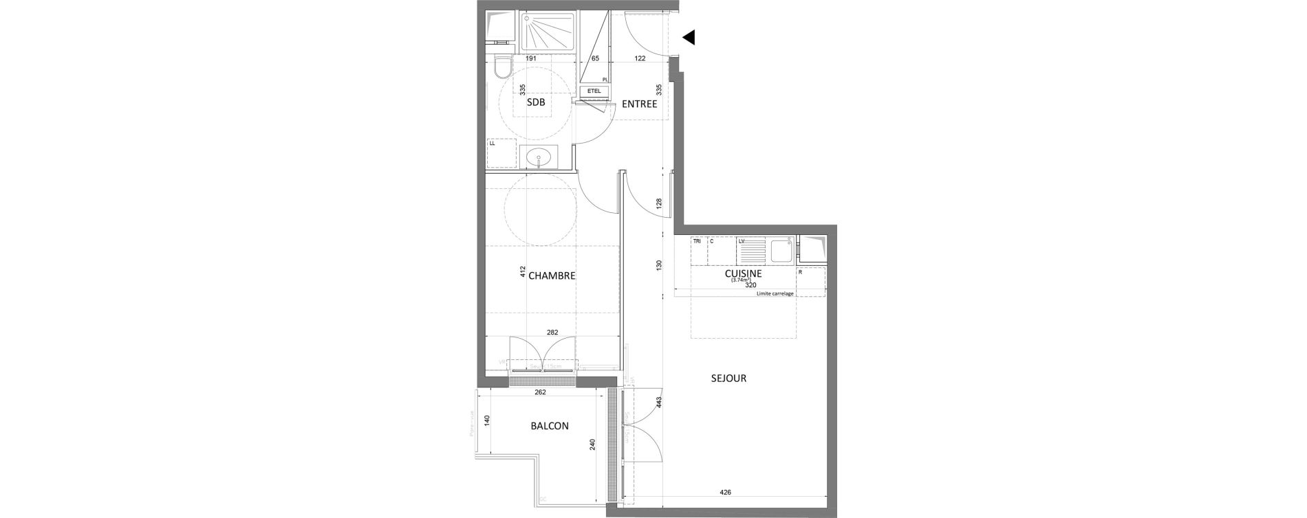 Appartement T2 de 49,03 m2 &agrave; Saint-Maur-Des-Foss&eacute;s Le vieux saint-maur