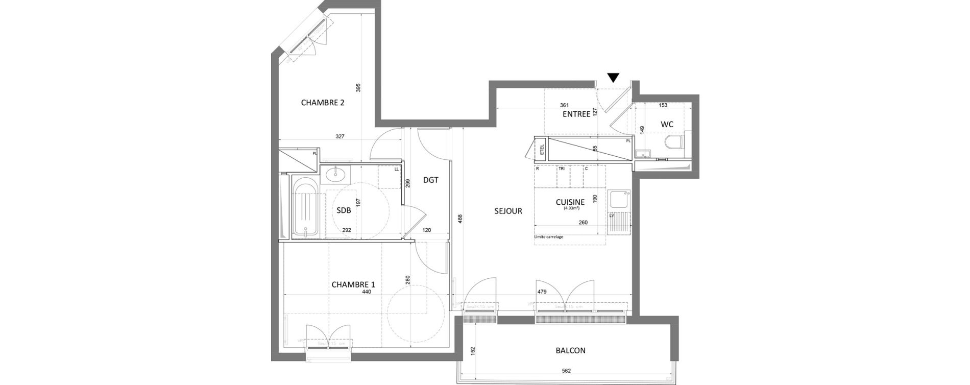 Appartement T3 de 60,59 m2 &agrave; Saint-Maur-Des-Foss&eacute;s Le vieux saint-maur