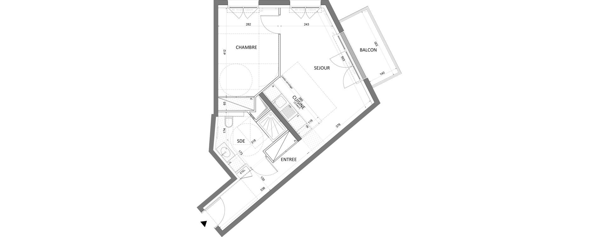 Appartement T2 de 46,02 m2 &agrave; Saint-Maur-Des-Foss&eacute;s Le vieux saint-maur