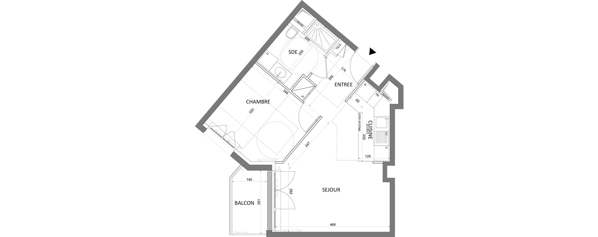 Appartement T2 de 43,49 m2 &agrave; Saint-Maur-Des-Foss&eacute;s Le vieux saint-maur