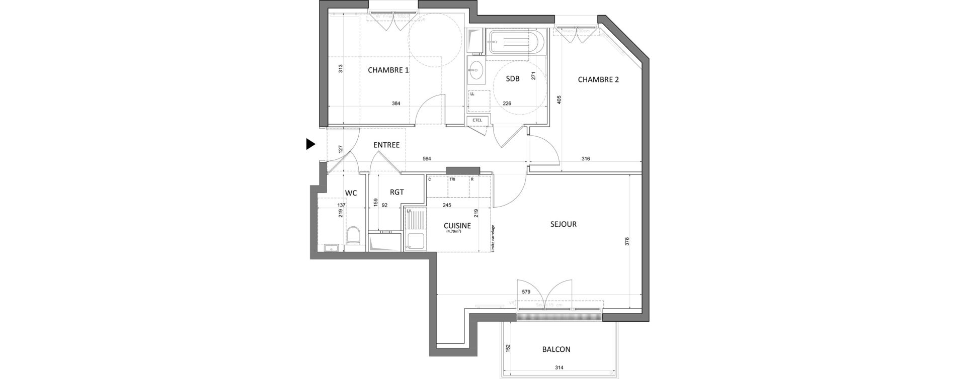 Appartement T3 de 64,10 m2 &agrave; Saint-Maur-Des-Foss&eacute;s Le vieux saint-maur