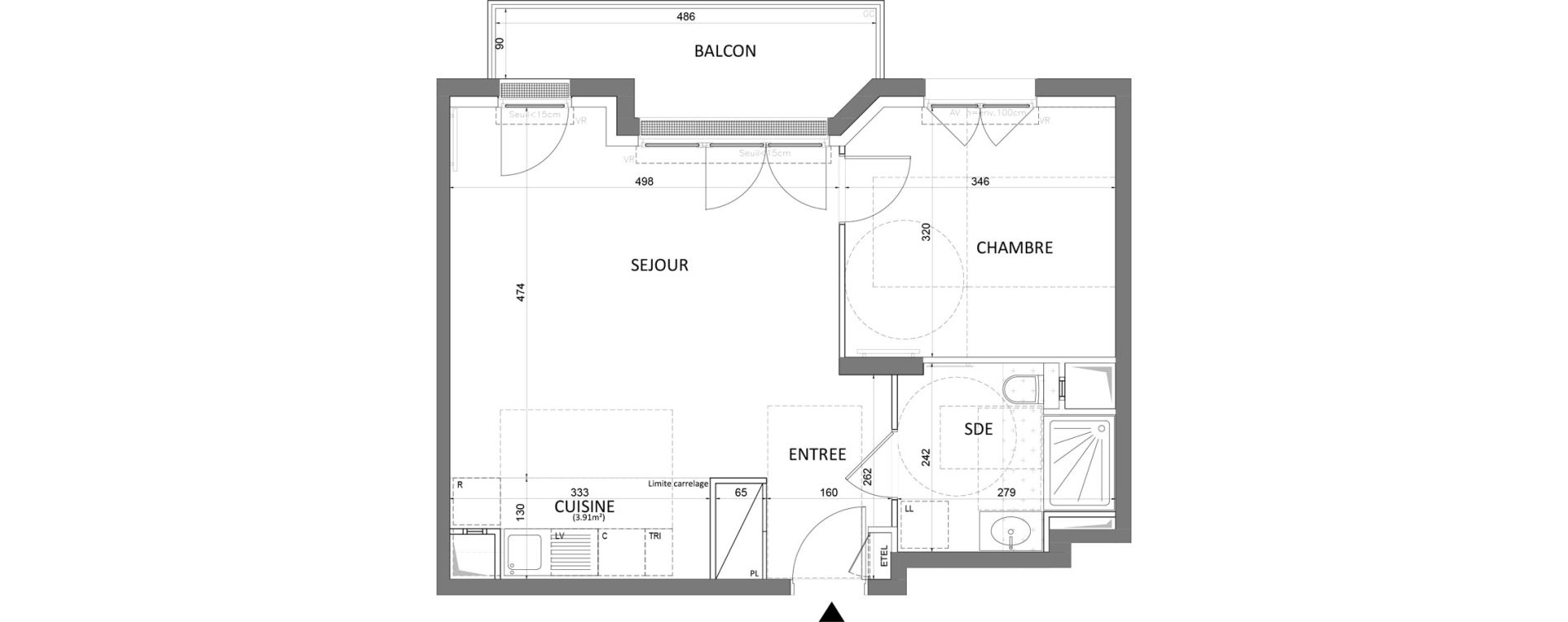 Appartement T2 de 46,27 m2 &agrave; Saint-Maur-Des-Foss&eacute;s Le vieux saint-maur