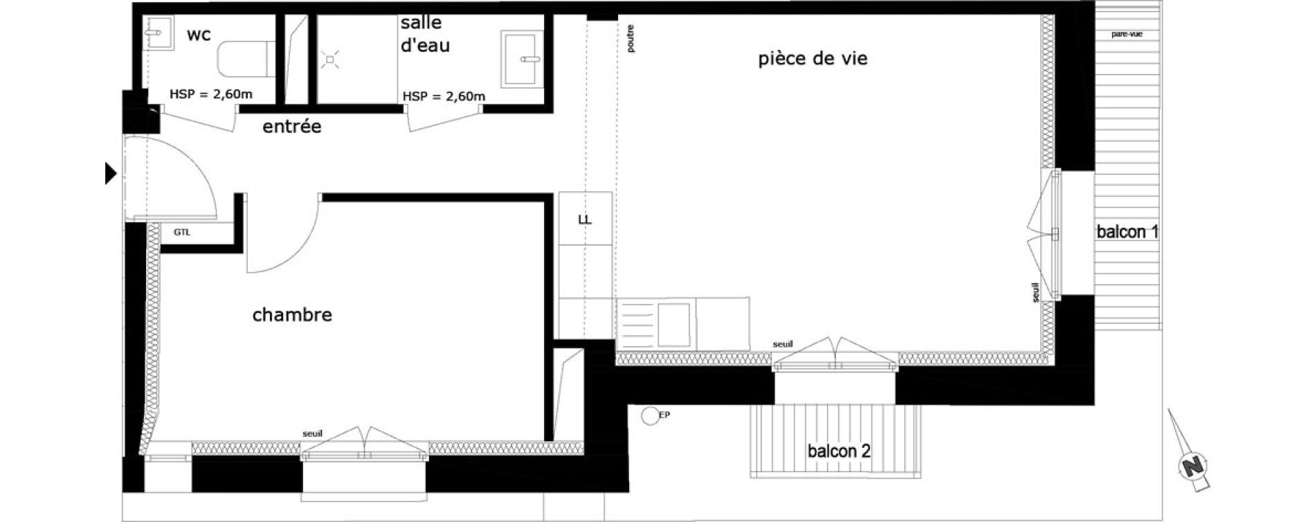 Appartement T2 de 41,96 m2 &agrave; Saint-Maur-Des-Foss&eacute;s La varenne saint hilaire