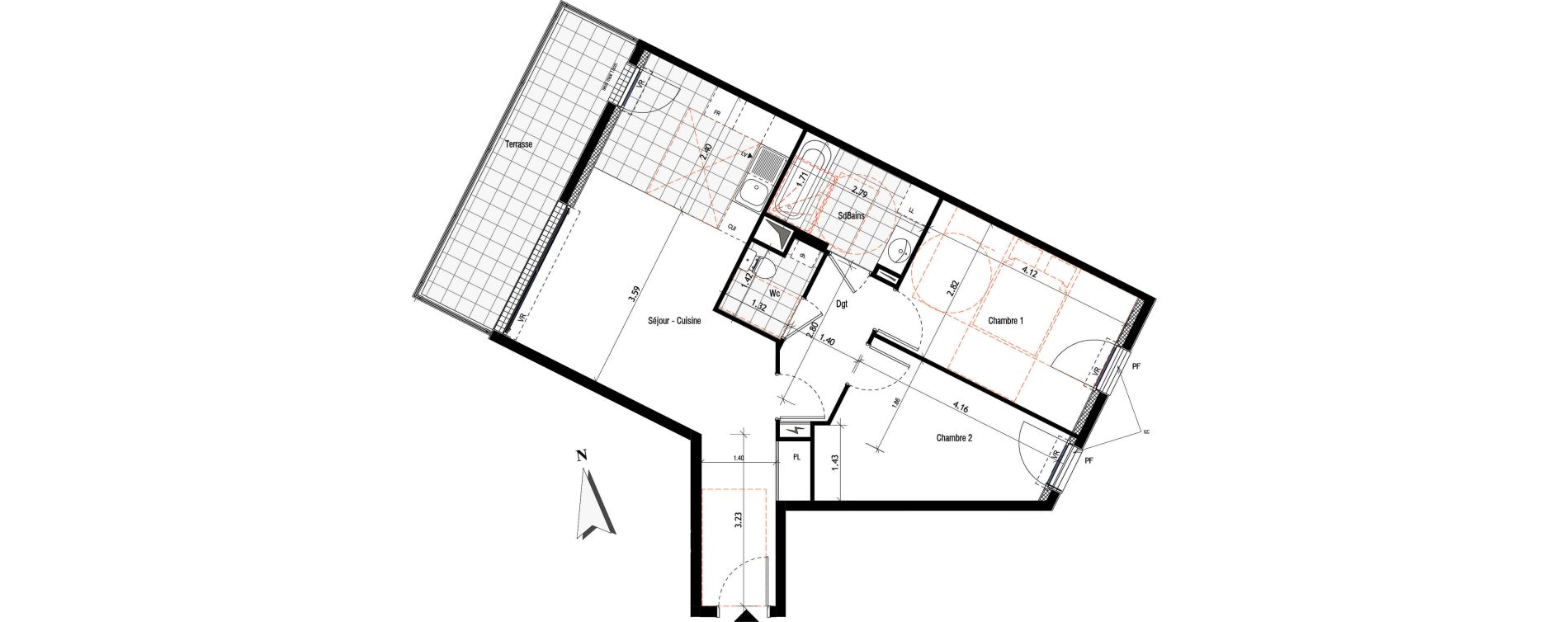 Appartement T3 de 59,65 m2 &agrave; Saint-Maur-Des-Foss&eacute;s La pie