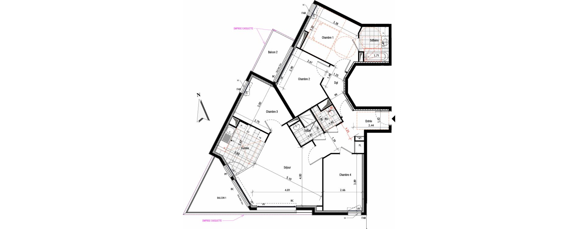 Appartement T5 de 94,86 m2 &agrave; Saint-Maur-Des-Foss&eacute;s La pie