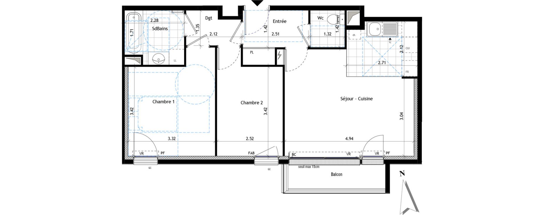 Appartement T3 de 57,69 m2 &agrave; Saint-Maur-Des-Foss&eacute;s La pie