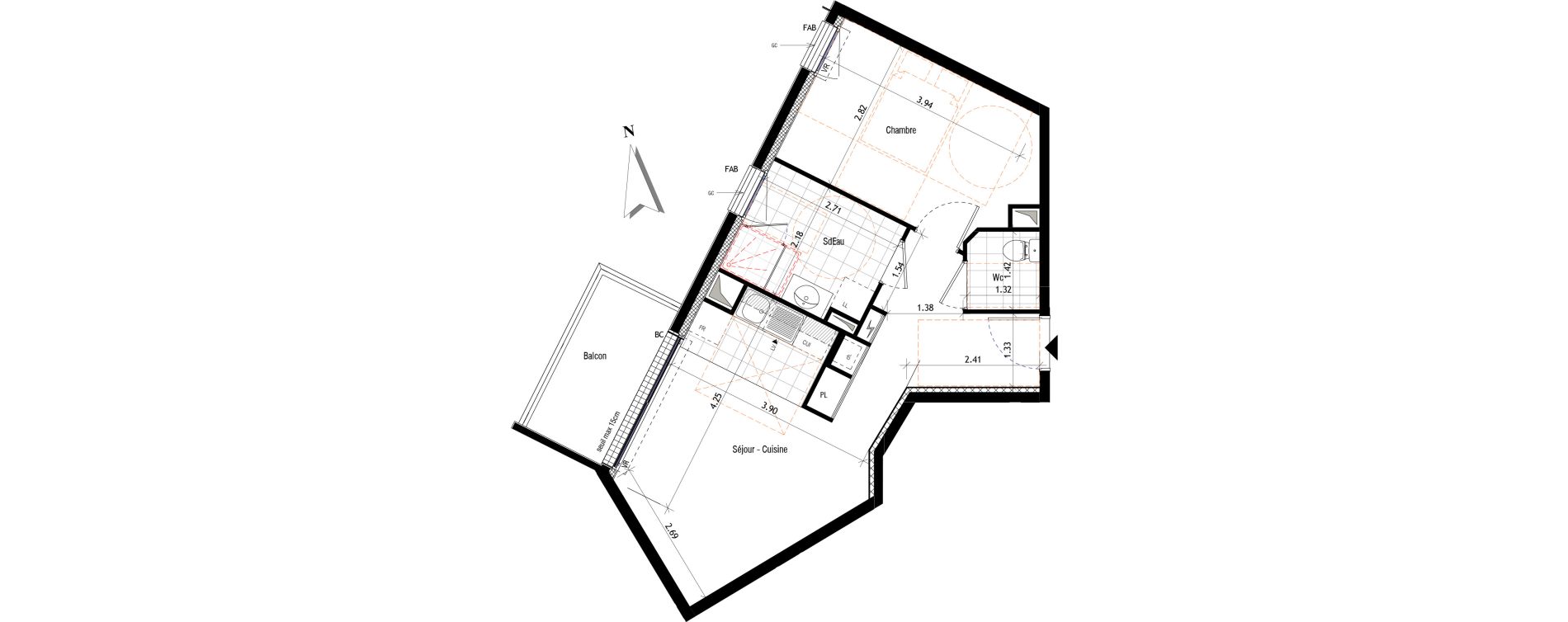 Appartement T2 de 43,00 m2 &agrave; Saint-Maur-Des-Foss&eacute;s La pie