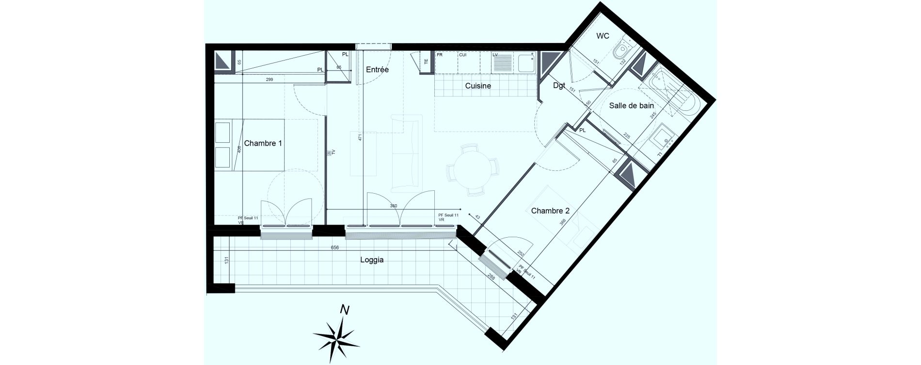 Appartement T3 de 59,24 m2 &agrave; Saint-Maur-Des-Foss&eacute;s Adamville