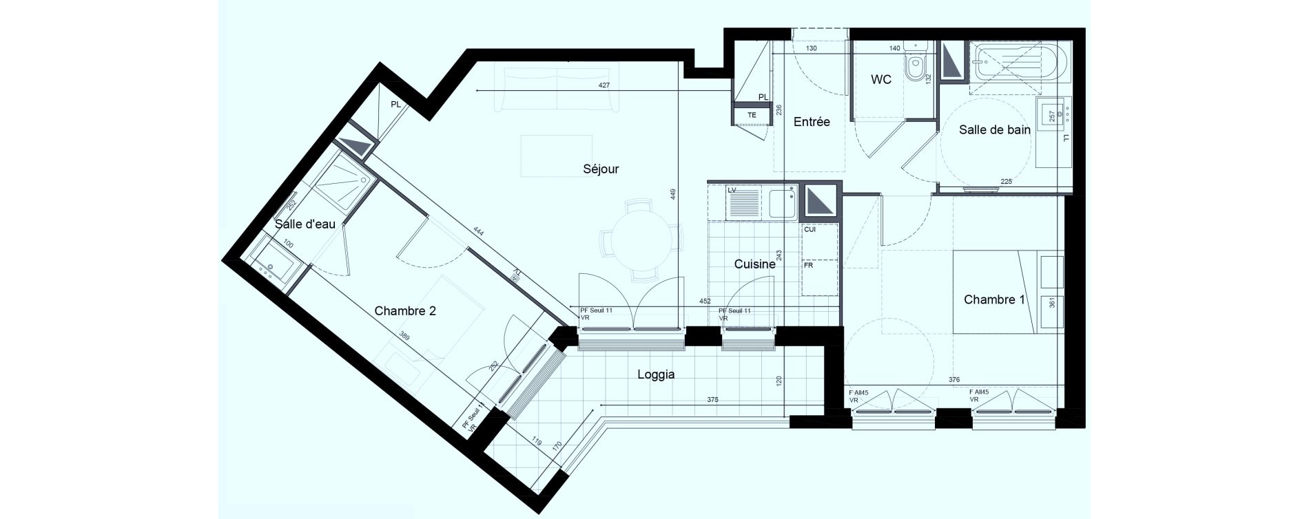 Appartement T3 de 64,77 m2 &agrave; Saint-Maur-Des-Foss&eacute;s Adamville