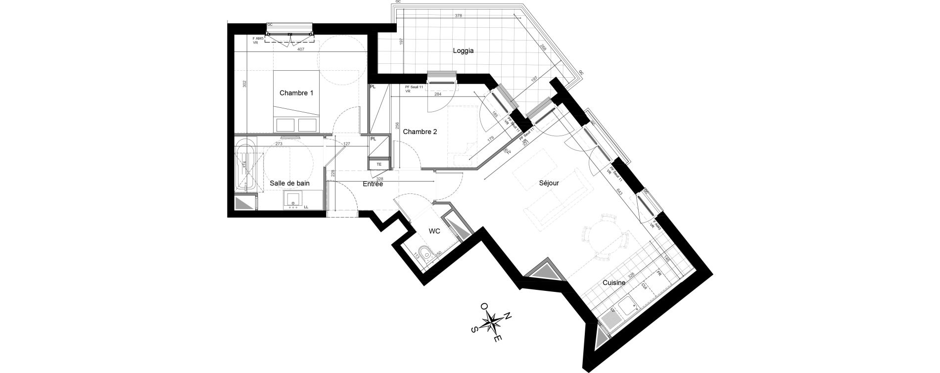 Appartement T3 de 61,39 m2 &agrave; Saint-Maur-Des-Foss&eacute;s Adamville