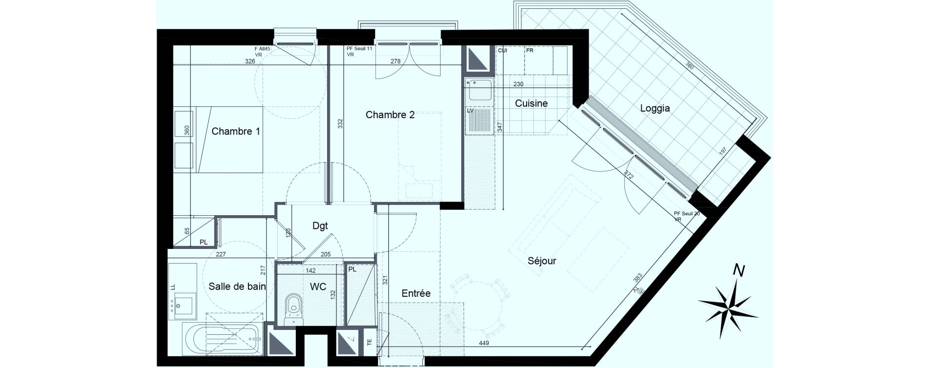 Appartement T3 de 60,83 m2 &agrave; Saint-Maur-Des-Foss&eacute;s Adamville